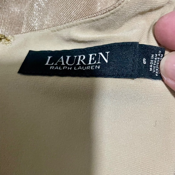 NEW Lauren Ralph Lauren Gold Foil-Print Jersey Dress Size 6 - Picture 5 of 7